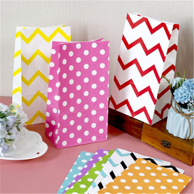 Stand Up Wave Colored Paper Bags, Open Top Gift Packing, Paper Treat Gift  Bag, New Favor